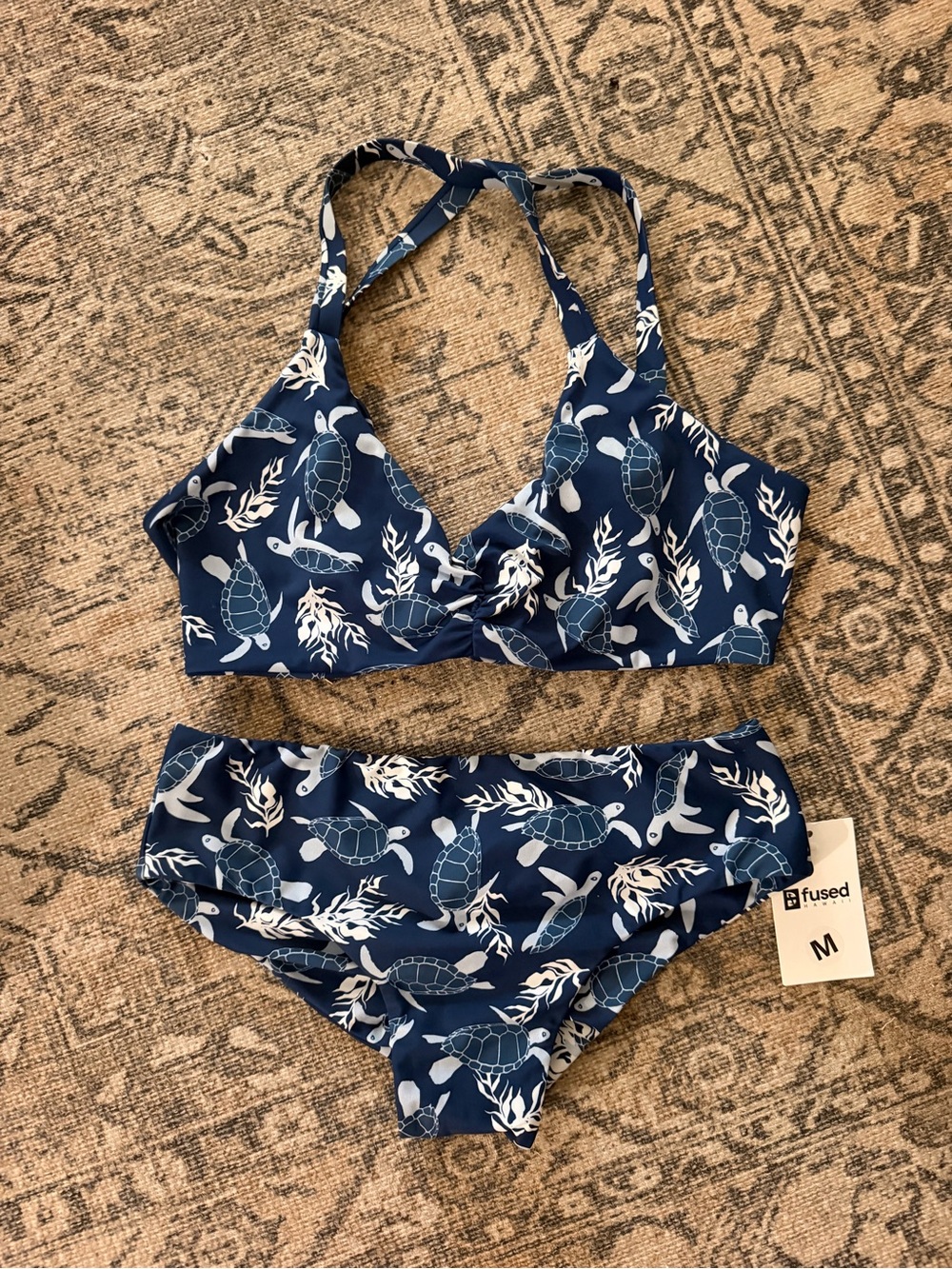 NWT Fused Hawaii A Honu World Hapanu sea turtle adjustable reversible bikini